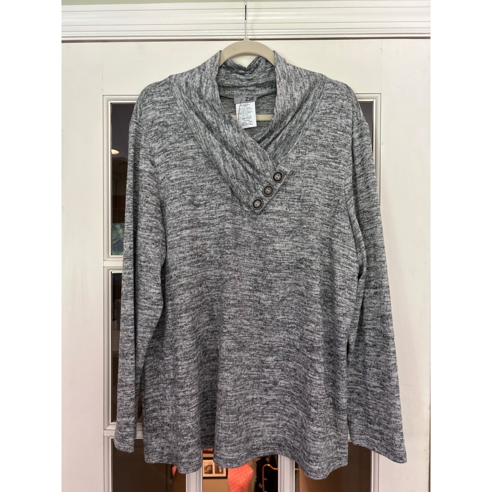 ZOE by Michael Philips XXL Heather Gray Shawl Collar Neck Top NWT Orig. 120